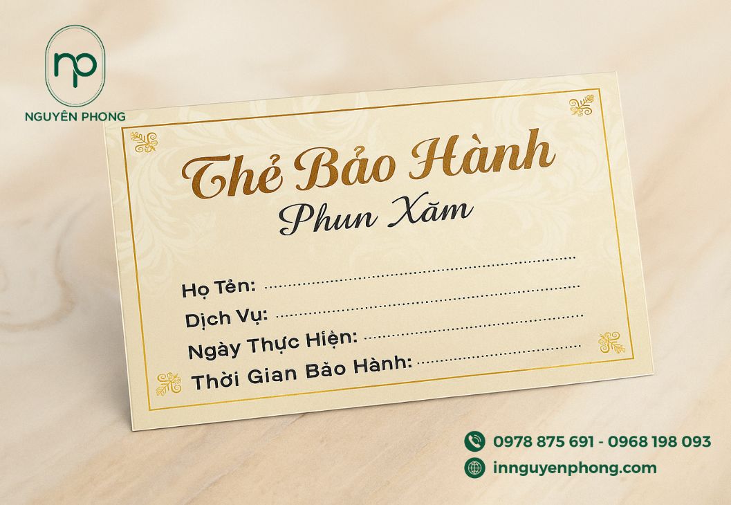 mẫu thẻ bảo hành phun xăm đơn giản